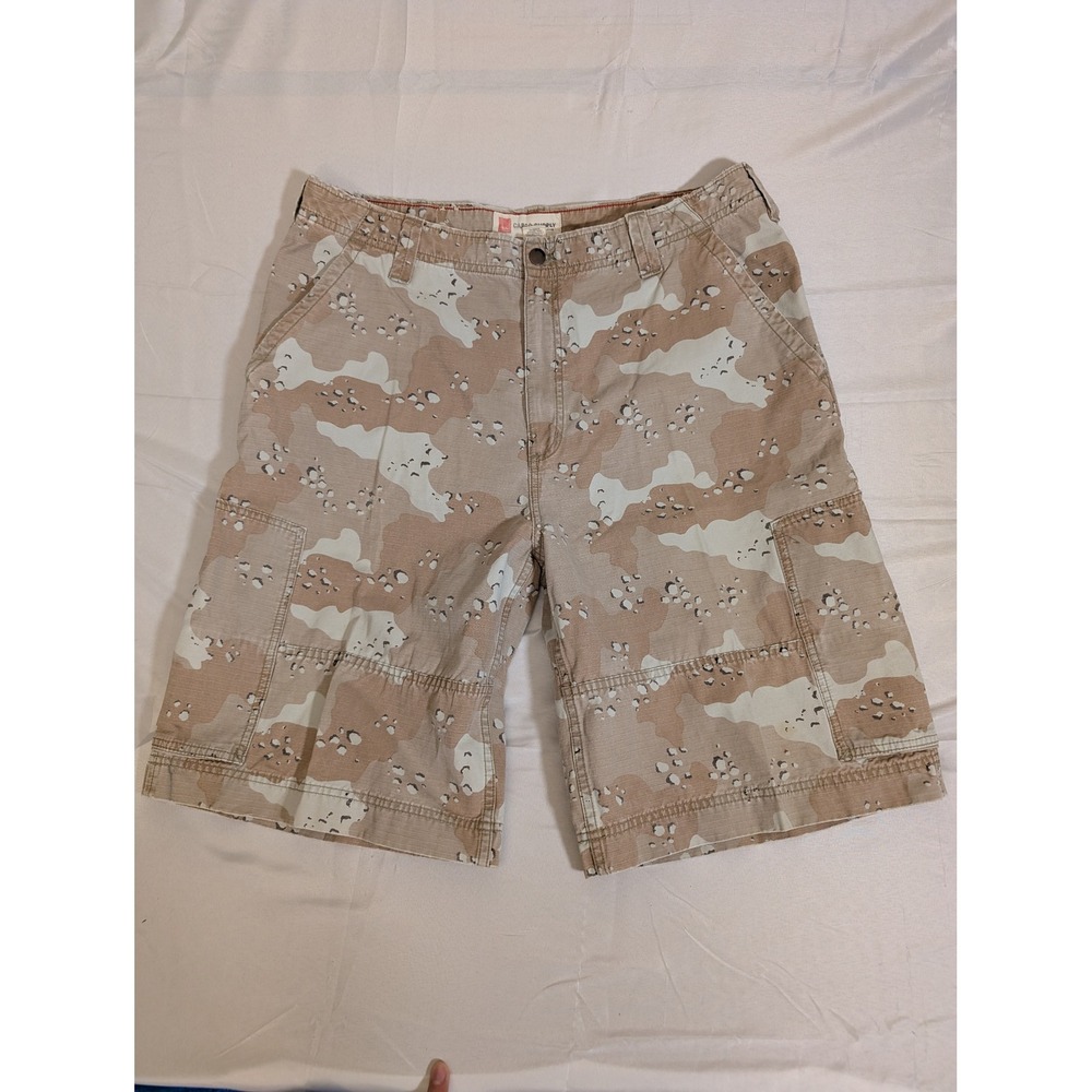 Mossimo Mens Size 38 Desert Camo Ripstop Cargo Shorts Tan cotton Multi-Pocket